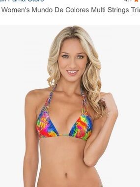Luli Fama Rainbow Multi-Color String Triangle Bikini Top and bottom